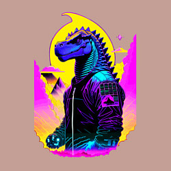 Свитшот хлопковый мужской Cool dinosaur - cyberpunk - neural network, цвет: пыльно-розовый — фото 2