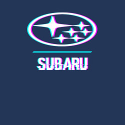 Свитшот хлопковый мужской Значок Subaru в стиле glitch, цвет: тёмно-синий — фото 2