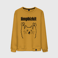 Свитшот хлопковый мужской Limp Bizkit - rock cat, цвет: горчичный