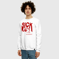 Свитшот хлопковый мужской Sick i cant away from you red, цвет: белый — фото 2