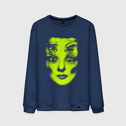 Свитшот хлопковый мужской Double lime face, цвет: тёмно-синий