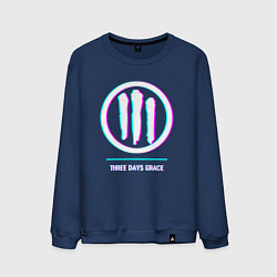 Свитшот хлопковый мужской Three Days Grace glitch rock, цвет: тёмно-синий