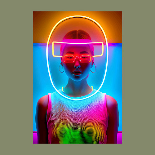 Мужской свитшот Japan girl - glow - neural network / Авокадо – фото 3