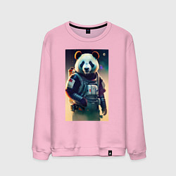 Свитшот хлопковый мужской Крутой панда - киберпанк, цвет: светло-розовый