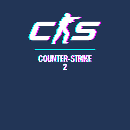 Мужской свитшот Counter-Strike 2 в стиле glitch и баги графики / Тёмно-синий – фото 3