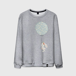 Мужской свитшот Милый кролик с шариком в цветочек