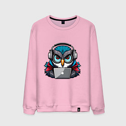 Свитшот хлопковый мужской Never sleep owl, цвет: светло-розовый