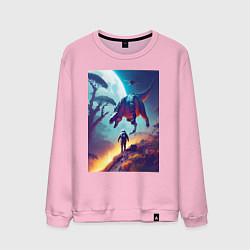Свитшот хлопковый мужской Космонавт на затерянной планете, цвет: светло-розовый