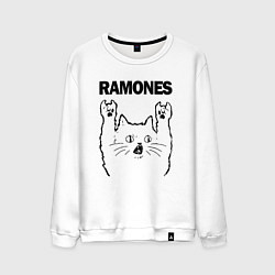 Свитшот хлопковый мужской Ramones - rock cat, цвет: белый