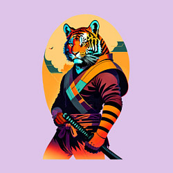 Свитшот хлопковый мужской Tiger samurai - neural network, цвет: лаванда — фото 2