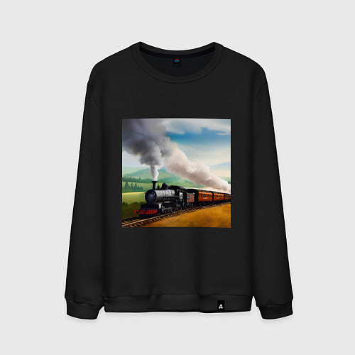 Мужской свитшот Ретро поезд / Черный – фото 1