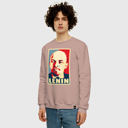 Свитшот хлопковый мужской Lenin, цвет: пыльно-розовый — фото 2