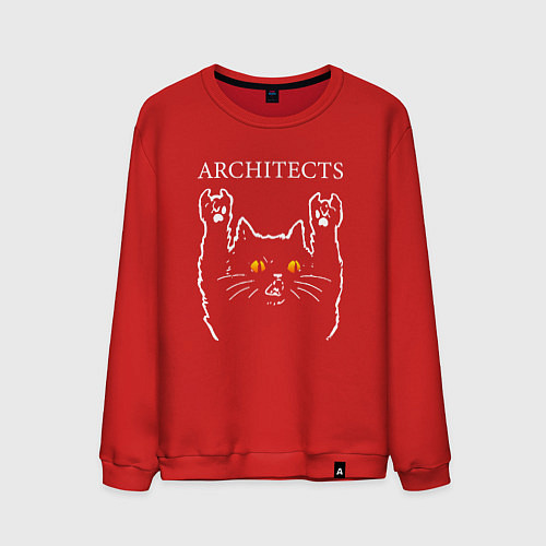 Мужской свитшот Architects rock cat / Красный – фото 1