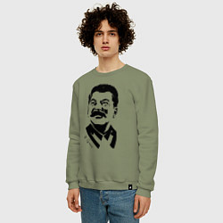 Свитшот хлопковый мужской Сталин чб, цвет: авокадо — фото 2