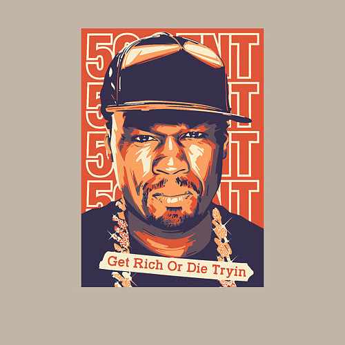 Мужской свитшот 50 Cent get rich / Миндальный – фото 3