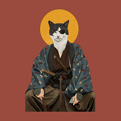 Свитшот хлопковый мужской Samurai one - eyed cat, цвет: кирпичный — фото 2