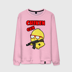 Свитшот хлопковый мужской Chicken machine gun, цвет: светло-розовый