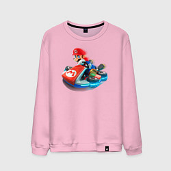 Свитшот хлопковый мужской Марио на машине, цвет: светло-розовый