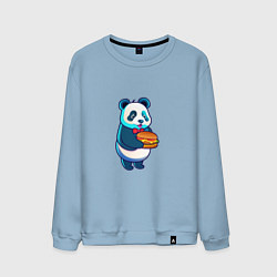 Свитшот хлопковый мужской Милая панда с чизбургером, цвет: мягкое небо