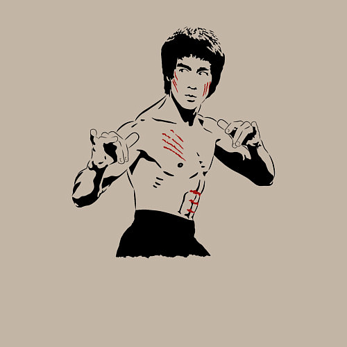 Мужской свитшот Брюс Ли в крови / Миндальный – фото 3