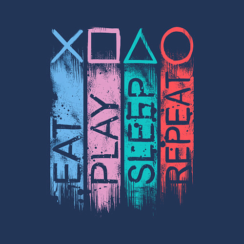 Мужской свитшот Ешь играй спи повтори / Тёмно-синий – фото 3