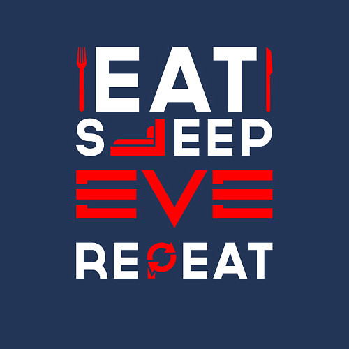 Мужской свитшот Надпись eat sleep EVE repeat / Тёмно-синий – фото 3