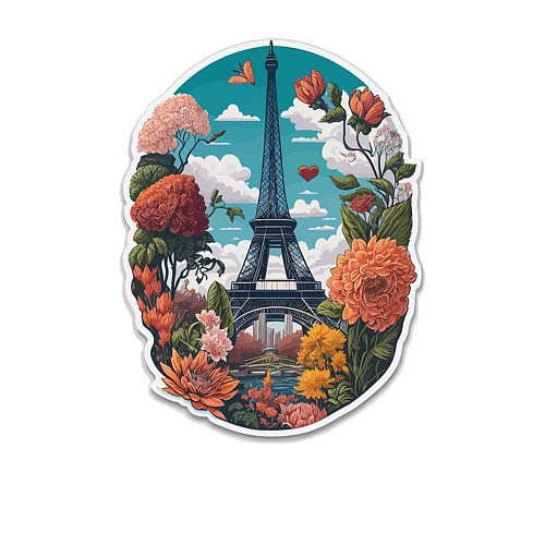 Мужской свитшот Эйфелева башня в цветах / Белый – фото 3