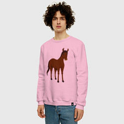 Свитшот хлопковый мужской Прекрасная лошадка, цвет: светло-розовый — фото 2