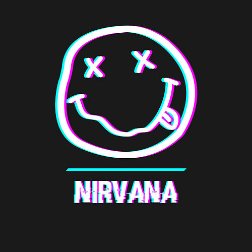 Мужской свитшот Nirvana glitch rock / Черный – фото 3