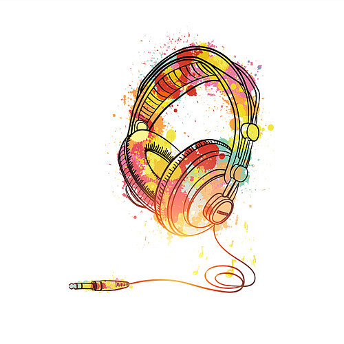 Мужской свитшот Наушники проводные / Белый – фото 3