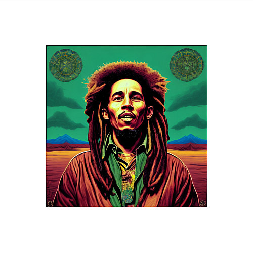 Мужской свитшот Digital Art Bob Marley in the field / Белый – фото 3