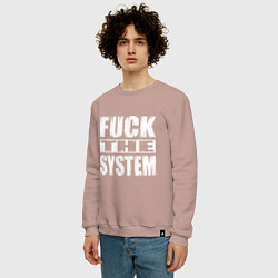 Свитшот хлопковый мужской SoD - f**k the system, цвет: пыльно-розовый — фото 2