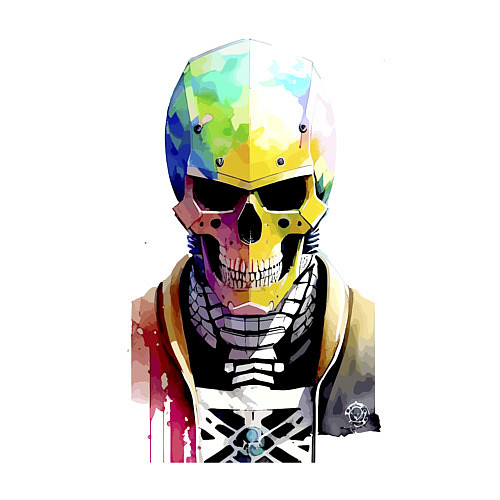 Мужской свитшот Skull - cyberpunk - watercolor / Белый – фото 3