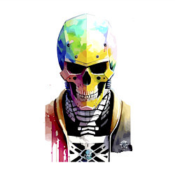 Свитшот хлопковый мужской Skull - cyberpunk - watercolor, цвет: белый — фото 2