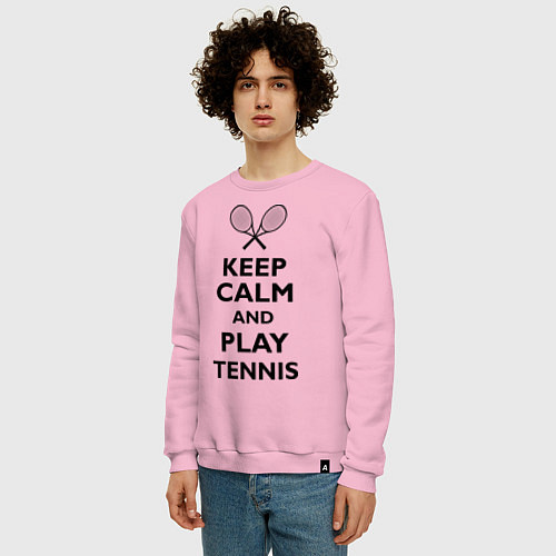 Мужской свитшот Keep Calm & Play tennis / Светло-розовый – фото 3