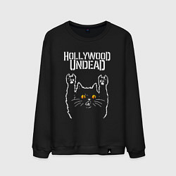 Свитшот хлопковый мужской Hollywood Undead rock cat, цвет: черный