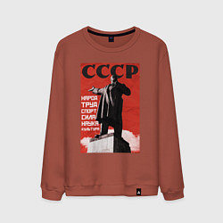 Свитшот хлопковый мужской СССР Ленин ретро плакат, цвет: кирпичный