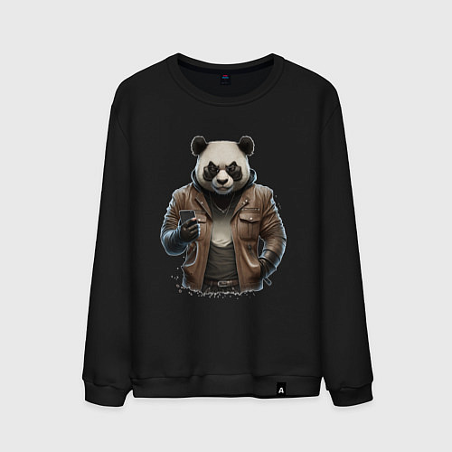 Мужской свитшот Крутая панда / Черный – фото 1