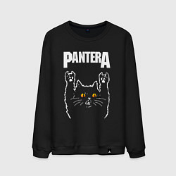 Свитшот хлопковый мужской Pantera rock cat, цвет: черный