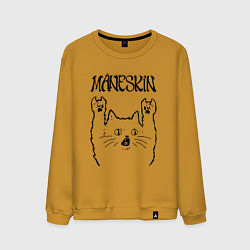 Свитшот хлопковый мужской Maneskin - rock cat, цвет: горчичный