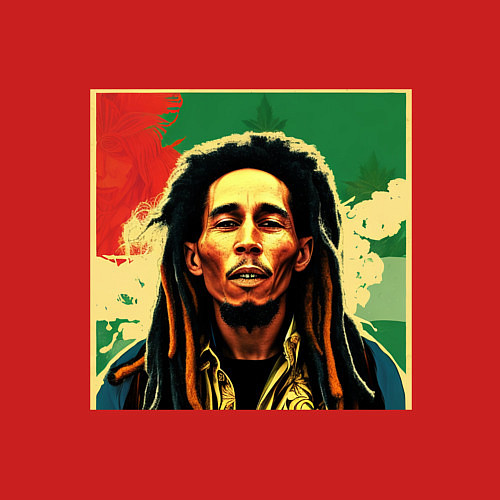 Мужской свитшот Боб Марли в красных цветах граффити / Красный – фото 3