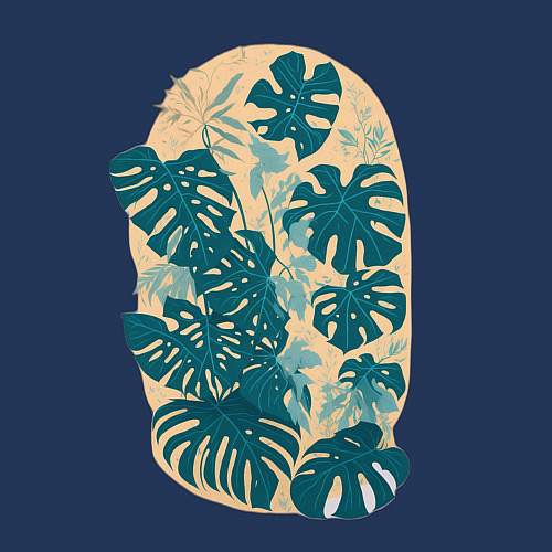 Мужской свитшот Монстера Стэндлиана / Тёмно-синий – фото 3