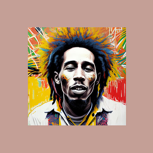 Мужской свитшот Арт Граффити Боб Марли / Пыльно-розовый – фото 3