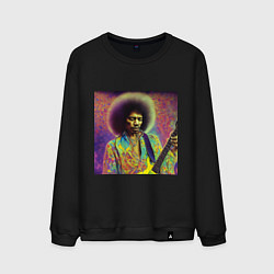 Свитшот хлопковый мужской Глитч Джимми Хендрикс, цвет: черный