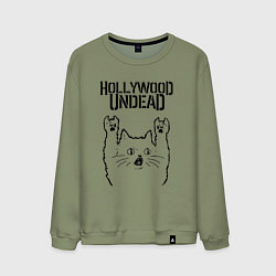 Свитшот хлопковый мужской Hollywood Undead - rock cat, цвет: авокадо