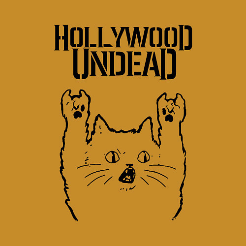 Мужской свитшот Hollywood Undead - rock cat / Горчичный – фото 3