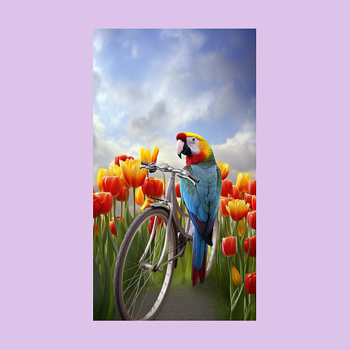 Мужской свитшот Попугай на велосипеде / Лаванда – фото 3