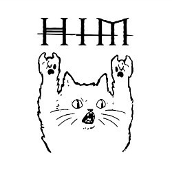 Свитшот хлопковый мужской HIM - rock cat, цвет: белый — фото 2