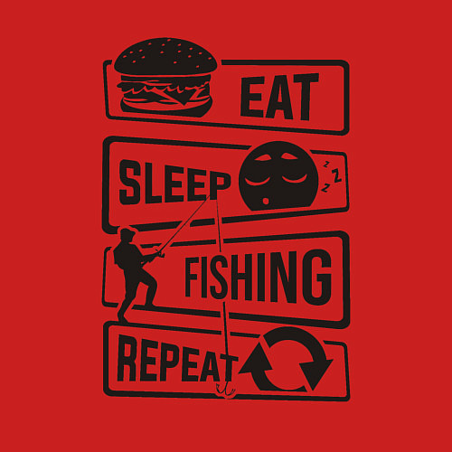 Мужской свитшот Eat sleep fishing repeat / Красный – фото 3