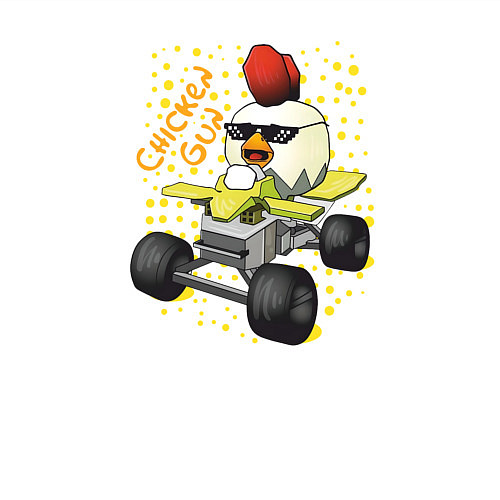 Мужской свитшот Chicken Gun: цыпленок на квадроцикле / Белый – фото 3